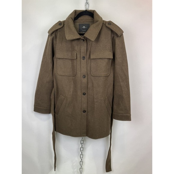 7 FOR ALL MANKIND BROWN WOOL TIE WAIST JACKET SIZE MEDIUM - Picture 4 of 11